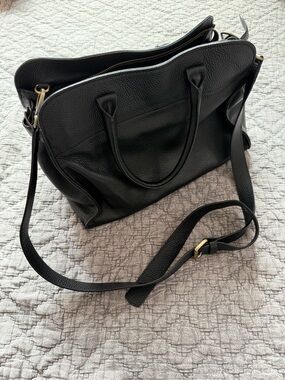 Black Pebbled Leather Shoulder Bag with Adjustable Strap